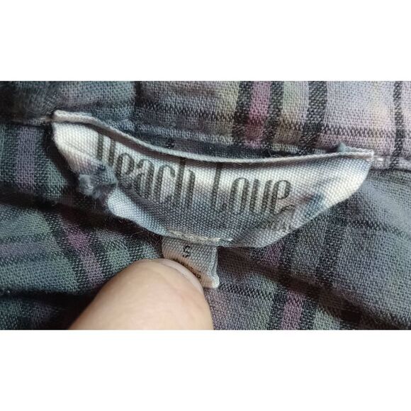 Peach Love Shirt Ladies Small Oversized Button Front Long Sleeve Light Weight Bl - Picture 5 of 7